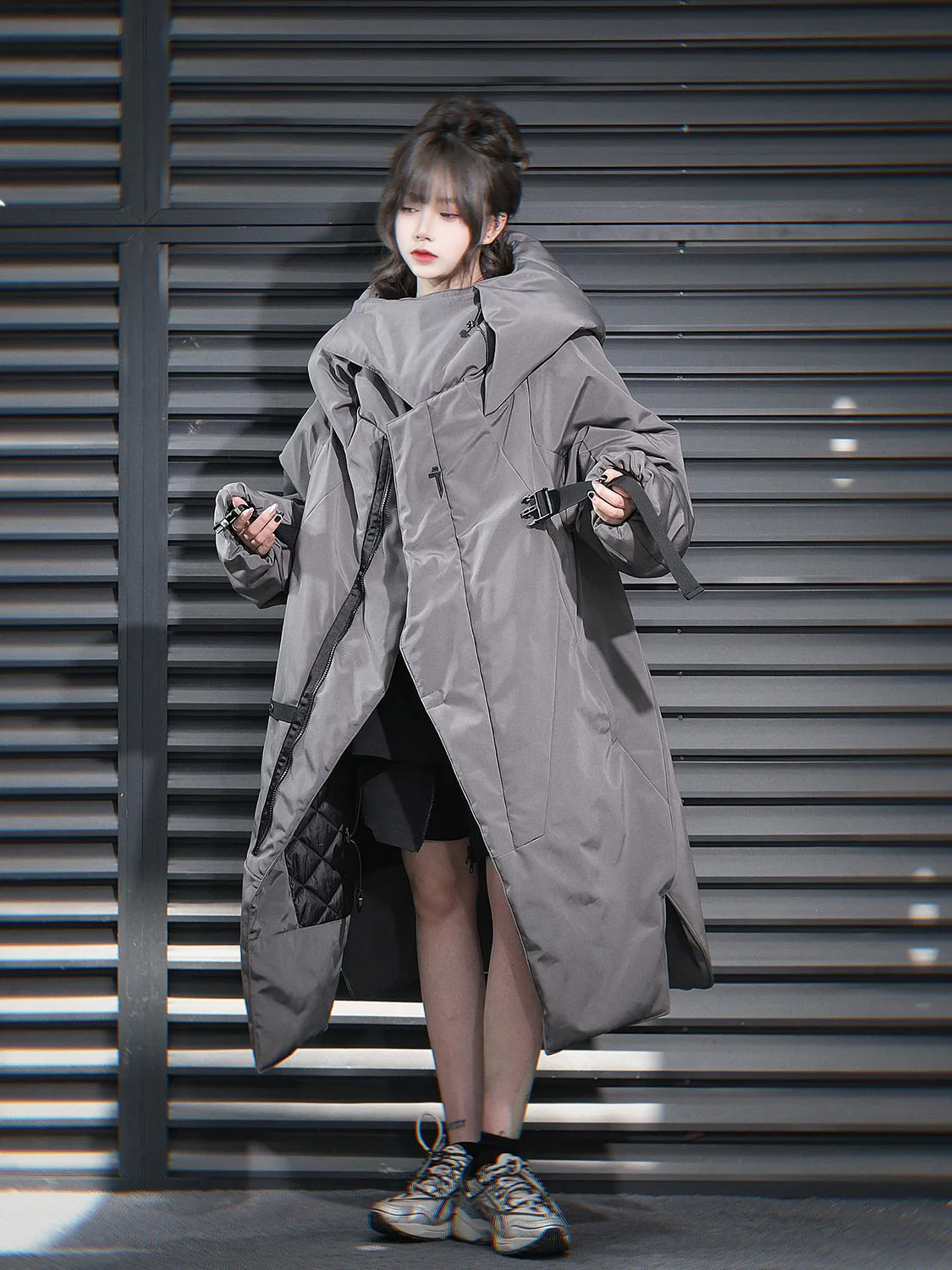 Man Women Couples Parkas Irregular High Neck Long Over The Knee Men's And Women's Winter Windproof Cotton Coat Warm Hooded 2