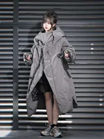 Man Women Couples Parkas Irregular High Neck Long Over The Knee Men's And Women's Winter Windproof Cotton Coat Warm Hooded 2