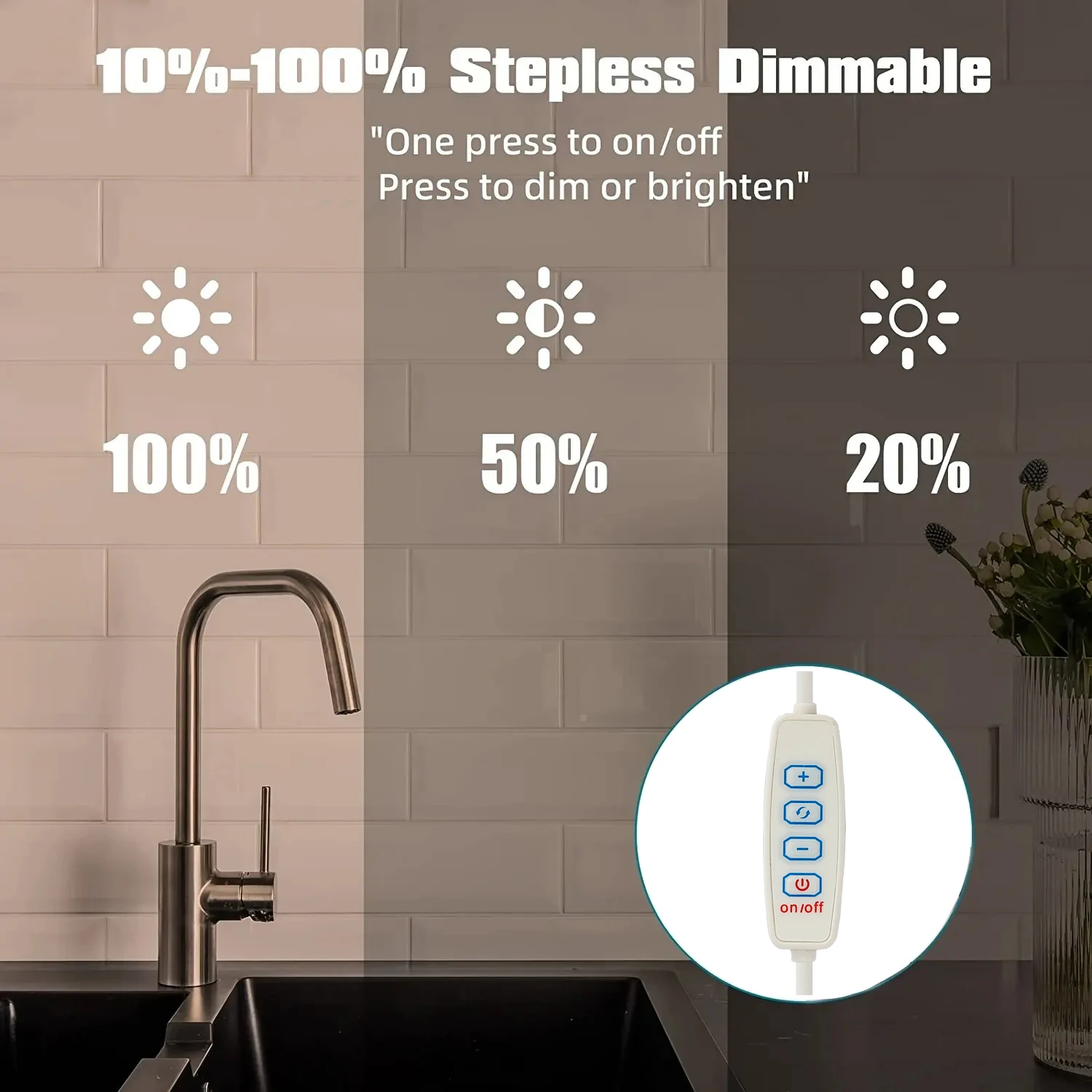 LED Night Light 1PC LED Under Cabinet Lighting USB Plug Dimmable 3 Color Changes Kitchen Bedroom Lighting With Magnetic Strip