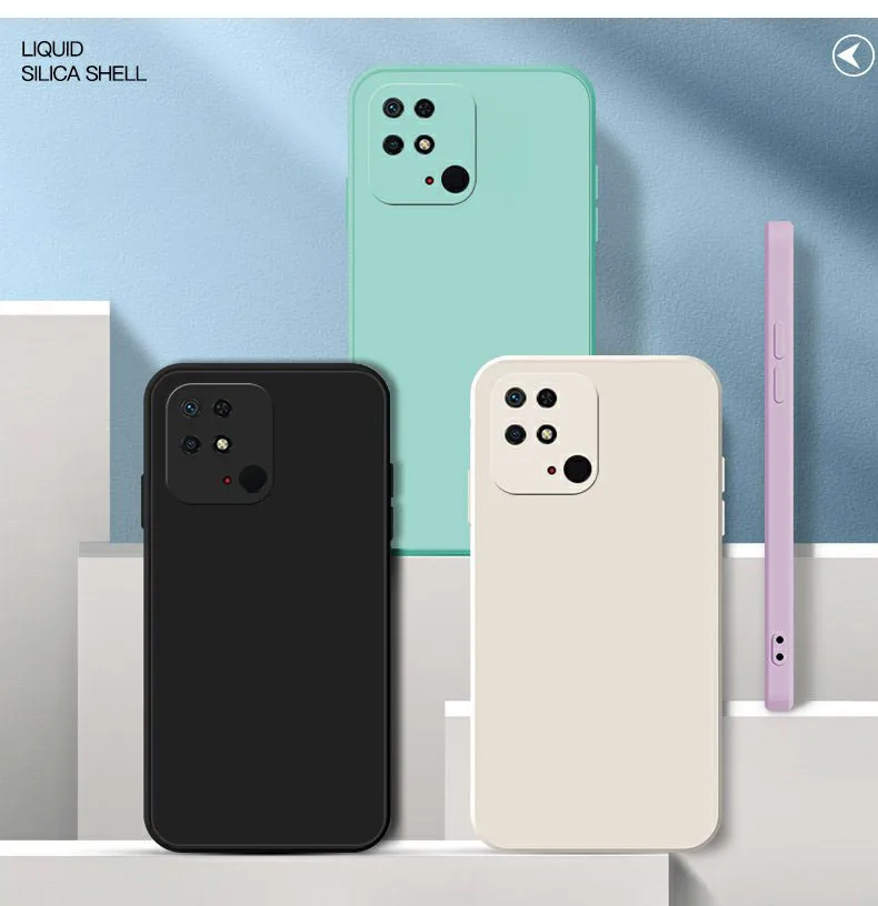 Square Matte Silicone Luxury Classic Phone Case with Camera Protection and Shockproof Cover