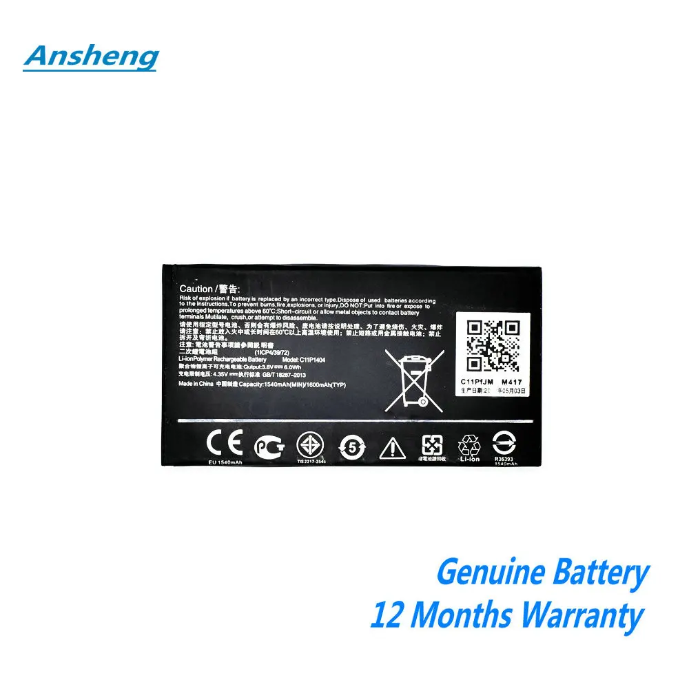 

NEW Original 1600mAh C11P1404 B11P1415 Battery For ASUS ZenFone 4 A400CG ZenFone Go 4.5 ZC451TG Z00SD Mobile Phone