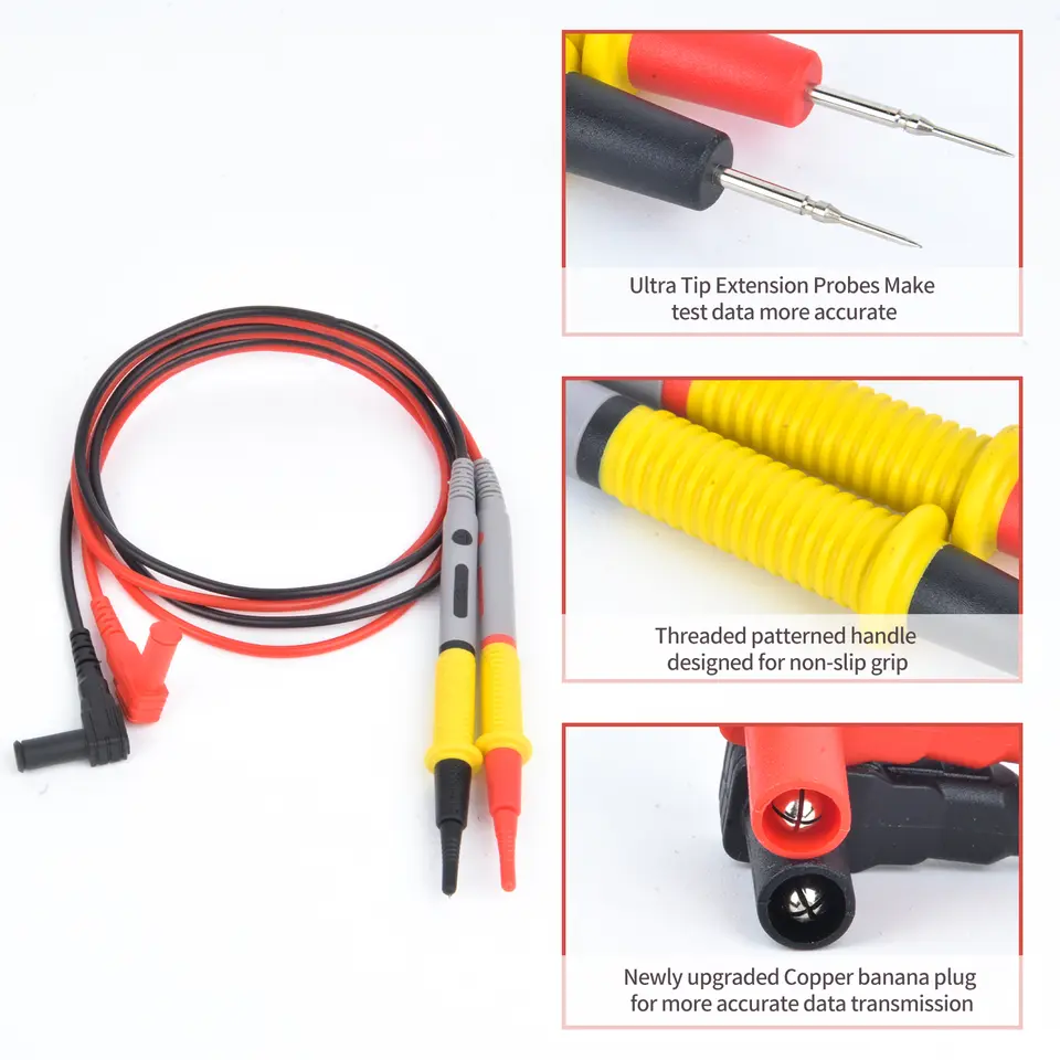 Test Leads 1000V 20A Silicone Ultra-Sharp Test Probe Lead for Multimeter Meter Test Lead, Multimeter Test Leads for Clamp Tester image 3