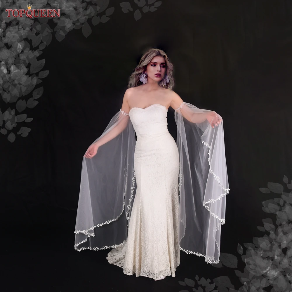 Wedding Dress Gloves Detachable Sleeves Soft Sheer Leaf Side Open Women Evening DIY Arm Accessories