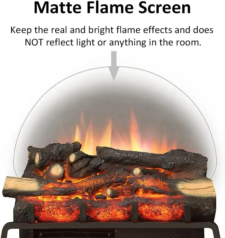 23" W Free Standing Electric Fireplace Log Set , Fireplace Insert, Heater 750W/1500W, Crackling Sound, Remote Control 5