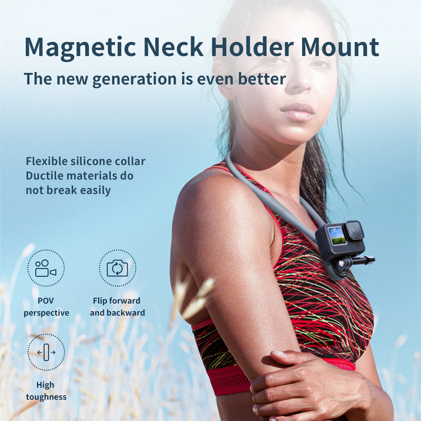 TELESIN Magnetic Neck Hold Mount Quick Release for GoPro Hero 10 9 8 7 6 5  4 Insta360 Osmo Action Xiaoyi SJCAM EKEN Smartphone