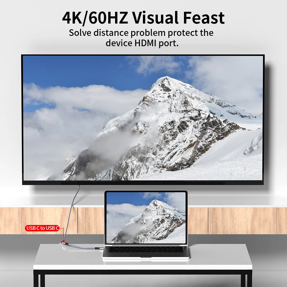 USB C 연장 케이블 오디오/비디오 4K@60HZ 타입-C 남성-여성 USB 3.2 연장 케이블 맥북 프로 에어용 20Gbps USB 데이터 케이블