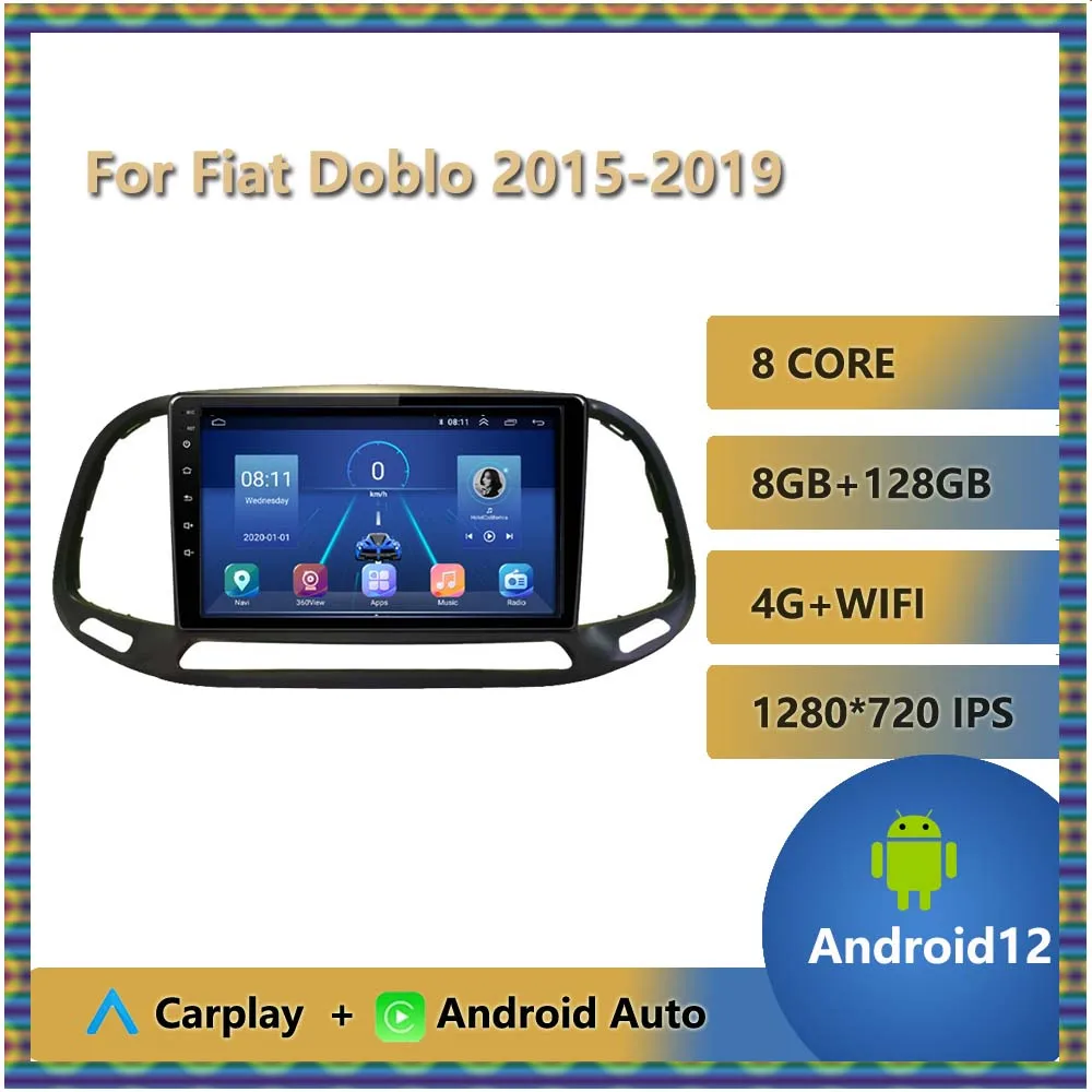 

Android 12 Car Radio For Fiat Doblo 2015 - 2019 Navigation GPS 4G Multimedia Video Player 1280*720 QLED IPS Touchscreen Carplay