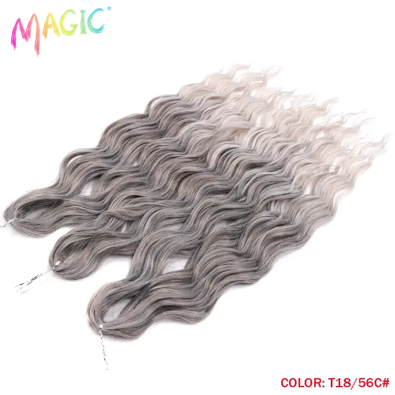 Anna Synthetic Hair 24 Inch Water Wave Braiding Hair Extensions Ombre Blonde Deep Wave Afro Curl Twist Crochet Hair for Women - Image 31