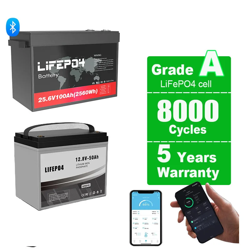 HF Solar System Replacement Lead Acid Lifepo4 Electric Car Scooter Motorcycle Boat 12v 100ah Battery Pack Configurable