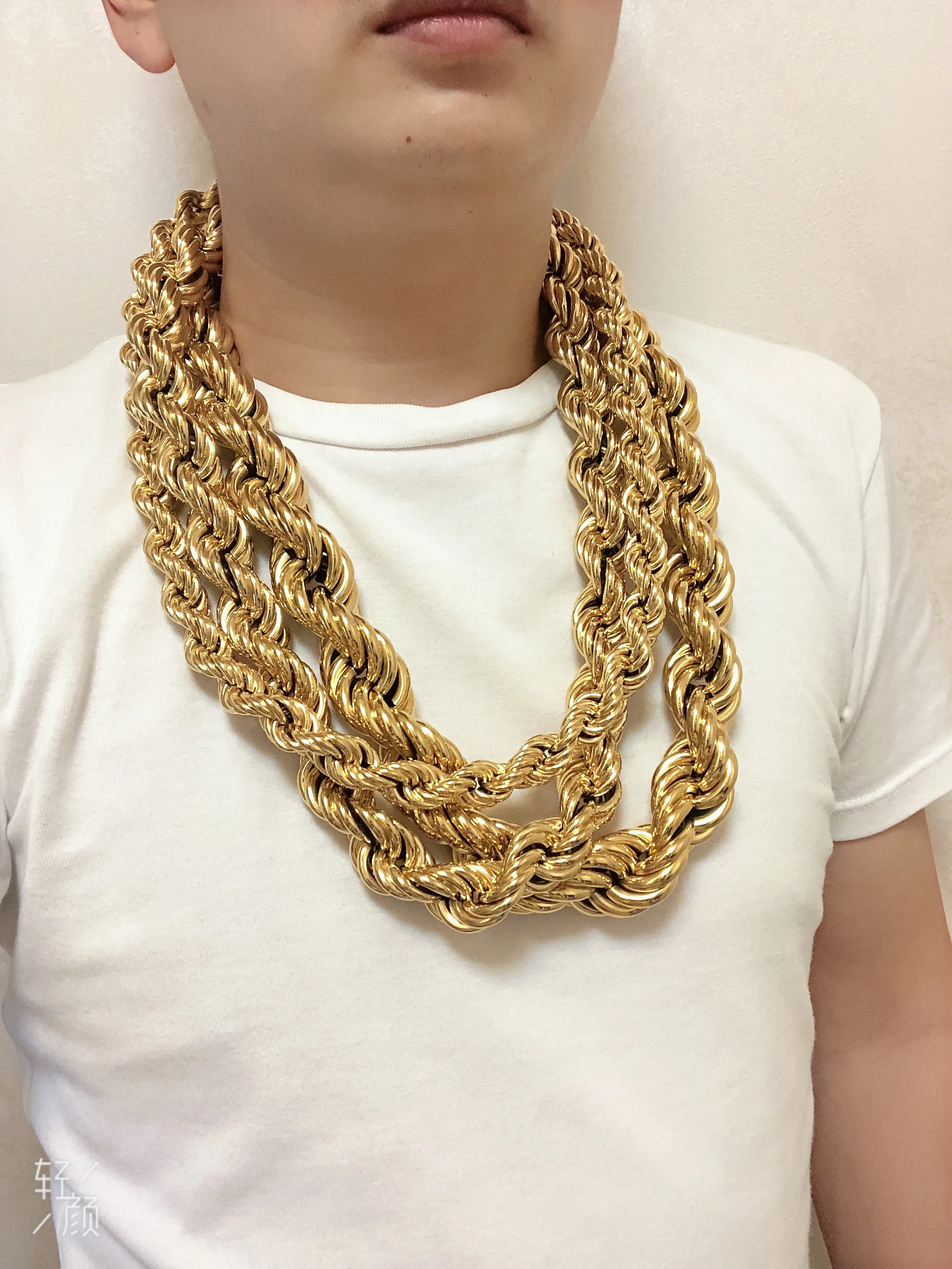 Adixyn Fashion Exaggeration Wide Twisted Singapore Chain for lovers Gold Color/Copper Thin Necklace Jewelry Wedding Party G09141