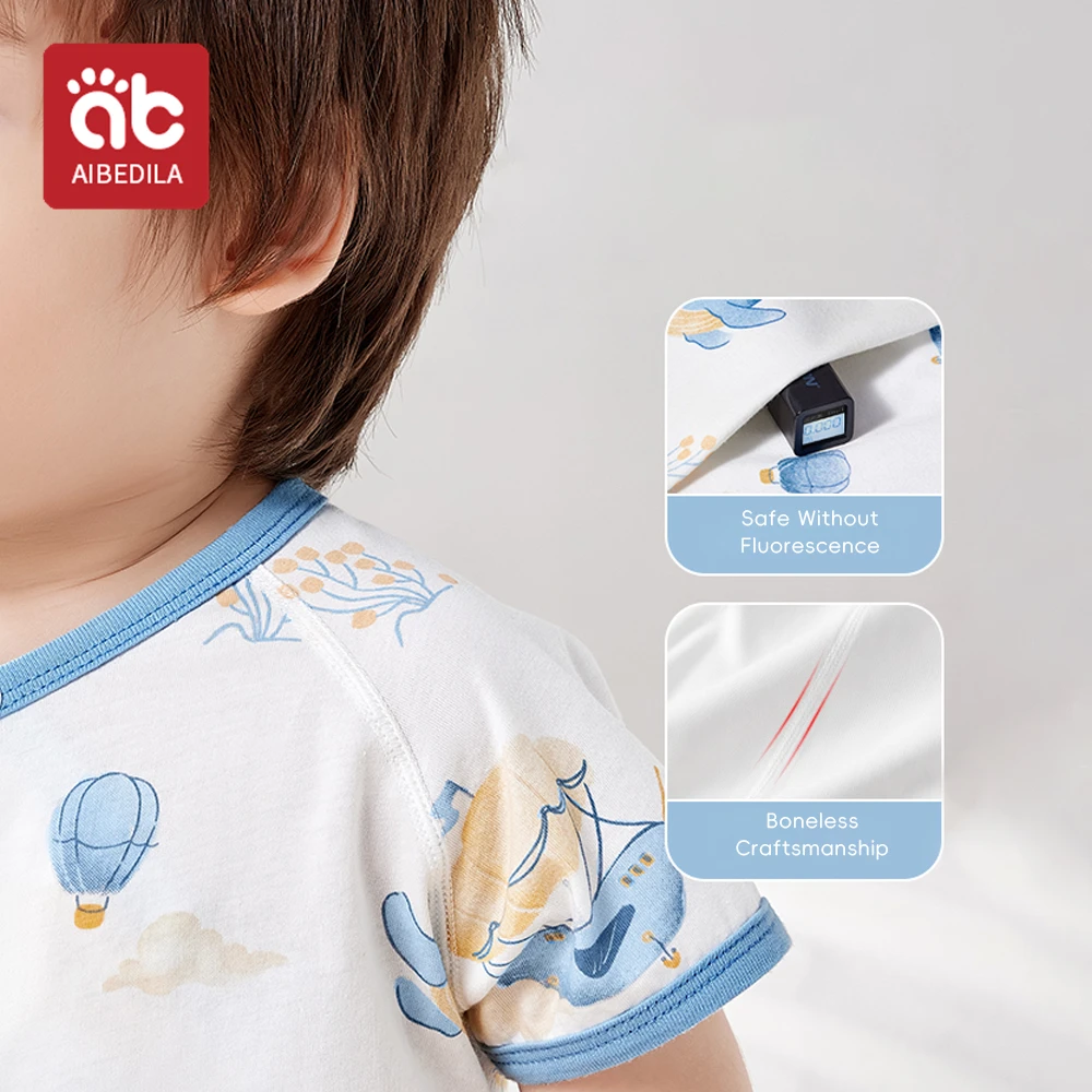 AIBEDILA Baby Boys Summer Thin Cartoon Rompers Baby Girls Short Sleeve Bodysuit Newborn Infants Jumpsuit New Costume 4