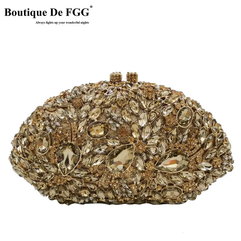 

Элегантная женская цветочная Сумочка Boutique De FGG для коктейвечерние, с бриллиантами, свадебные кошельки
