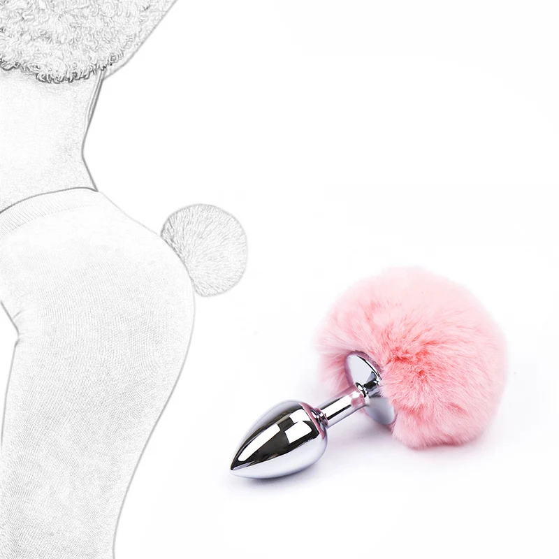 SM bondage close to rabbit girl bead BDSM women's fantasy fur artificial plush ball fetish pump anal plug_voghion.com