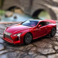 1:32 LEXUS LC500 Miniature Model Car Alloy Diecast Metal Rubber Tire Sound Light Pull Back Function Vehicles Collection Kids Toy 1