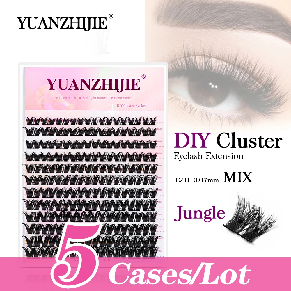 

YUANZHIJIE 5Cases/lot Doll Cat Eye Styling Corner Half Eyelashes lash Kits Fast Delivery Sequined Multi-layer Hotselling Eyelash