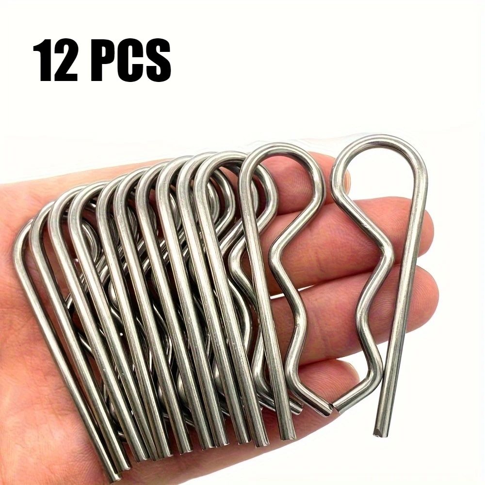 12PCS, 304 스테인레스 스틸 스툴 네일 R-클립, 부식 방지 및 녹 방지, 산업용 고정 트레일러 잠금 시스템 액세서리
