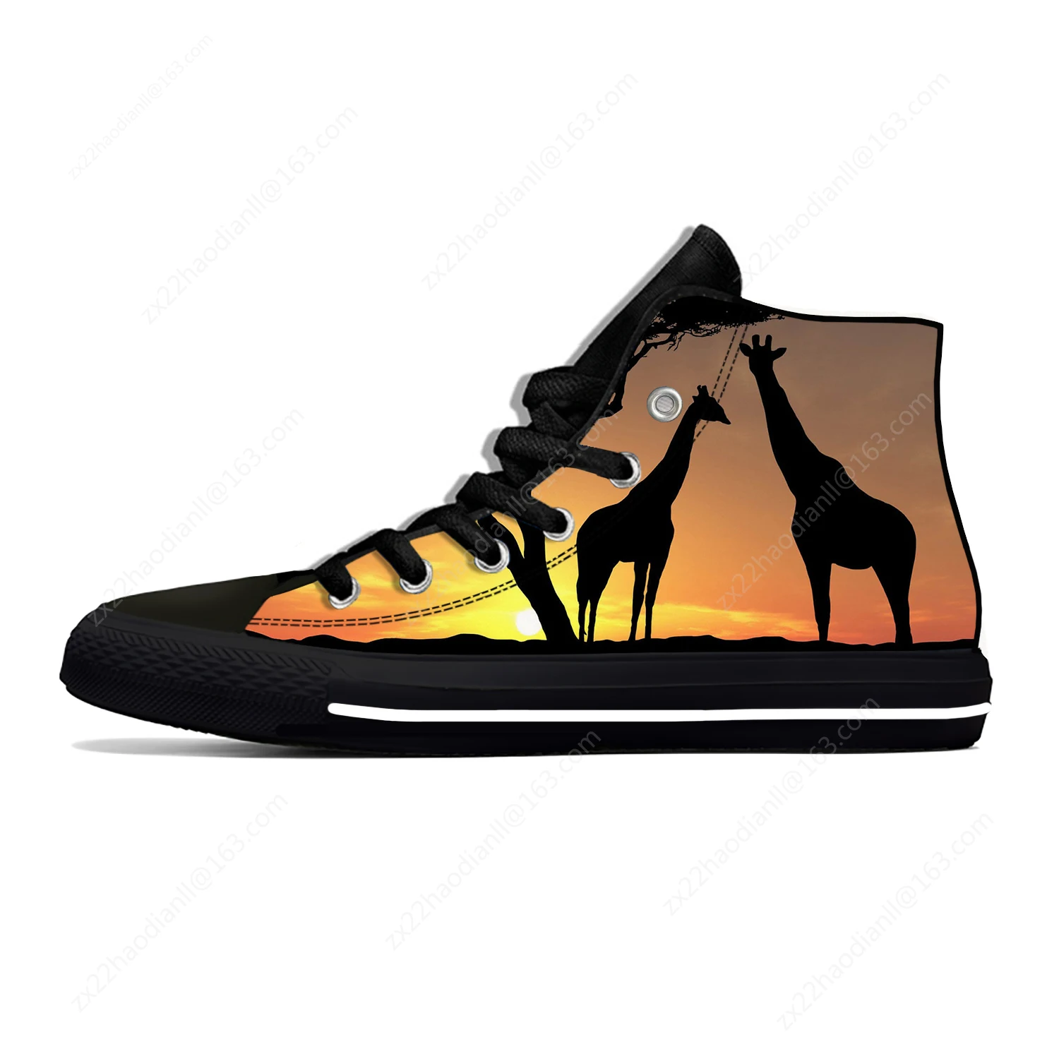 Giraffe Animal Lightweight Cloth 3D Print Funny Cute Fashion High Top Canvas Sport Shoes Mens Womens Casual Breathable Sneakers