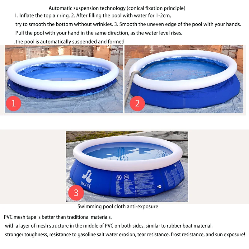 180*73cm Adult Children's Inflatable PVC Round Swimming Pool Summer Home Outdoor Bathtub Clip Net Thickened Cushion Pool