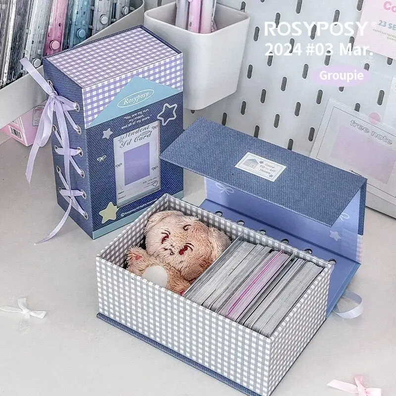 MINKYS Kawaii 3 inch Lace Kpop Photocards Toploader Collect Box Small Cards Storage Box Classification School Stationery stationery organizer photocard holder