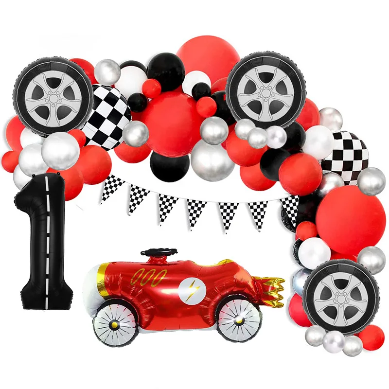 40 polegada 1-9 número balão de corrida carro tema balões conjunto 4d preto  branco xadrez ballon 3th 5th crianças aniversário festa supplie - AliExpress