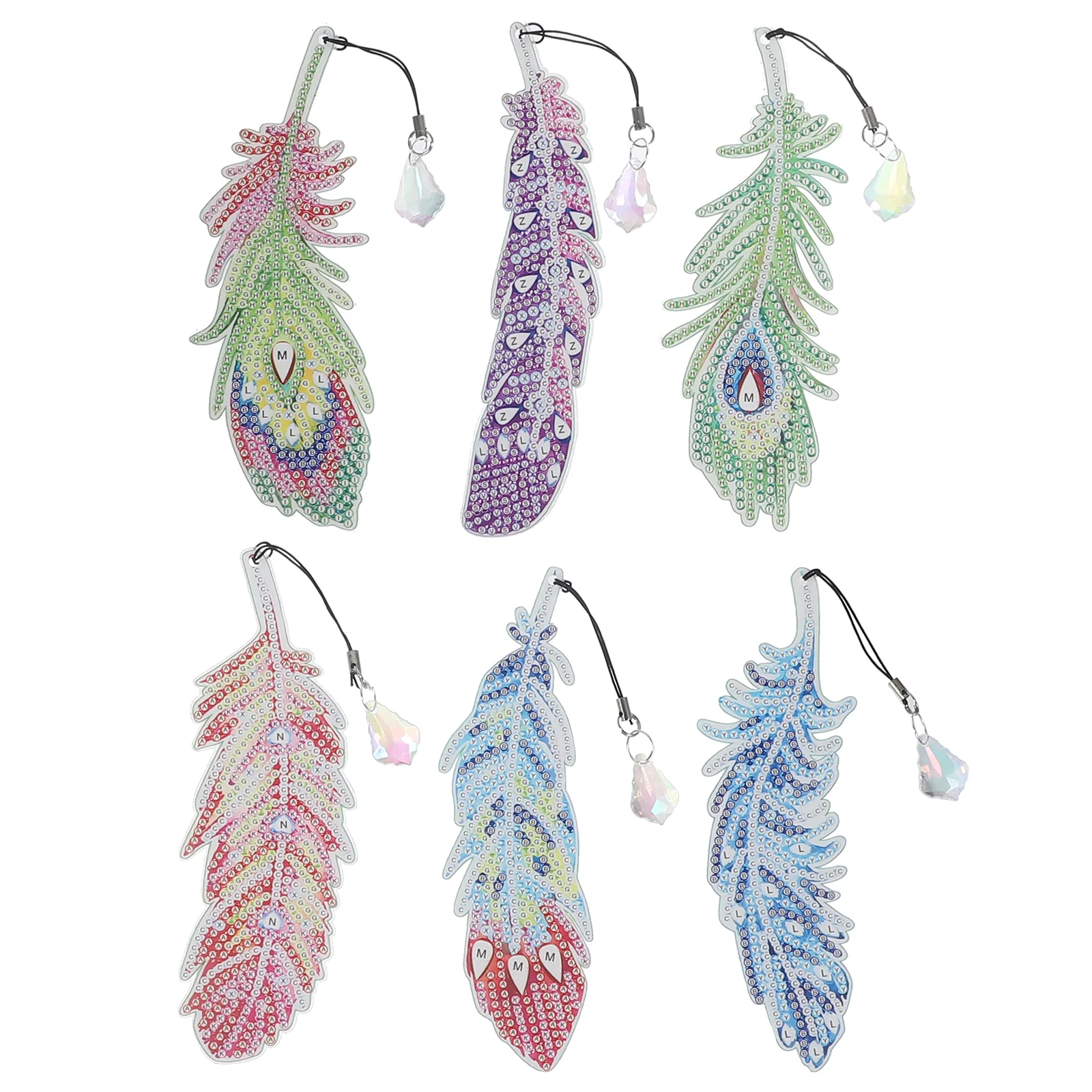 

1 Set of DIY Diamonds Painting Plume Bookmark Diamonds Plume Bookmarks Kit