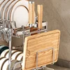Kitchen Dish Drying Rack Adjustable Stainless Steel 2 Tier Plates Organizer Dish Bowl Drainer Storage Rack Kitchen Utensils 5