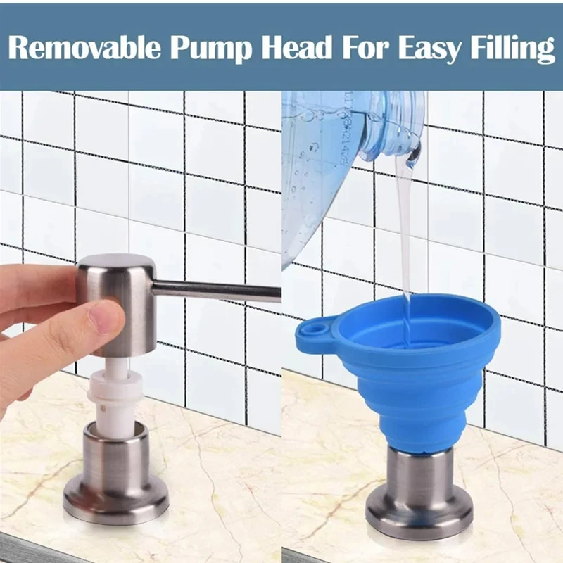350ml Stainless Steel Sink Soap Dispenser Liquid Soap Bottle Manually Pressing Lotion Dispenser Kitchen Accessories Funnel soap dispenser soap pump