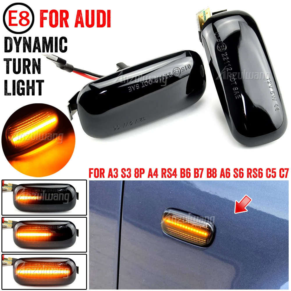 

Dynamic Turn Signal Light LED Side Marker Fender Sequential Indicator Lamp For Audi A3 S3 8P A4 S4 RS4 B6 B7 B8 A6 S6 RS6 C5 C7