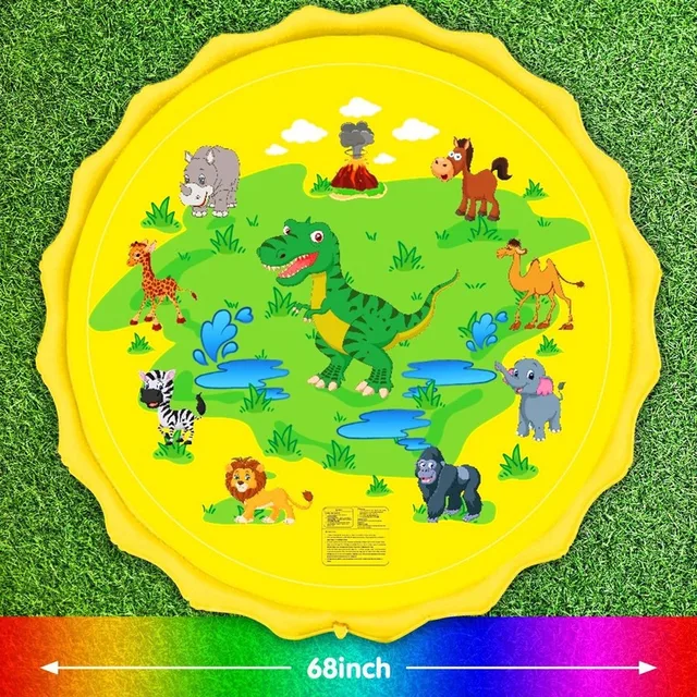 Kids Outdoor Water Spray Mat Children's Outdoor Toys Dolphin Shark Sport Mat Dinosaur Rainbow Water Spray Mat Summer Funny Toys 6