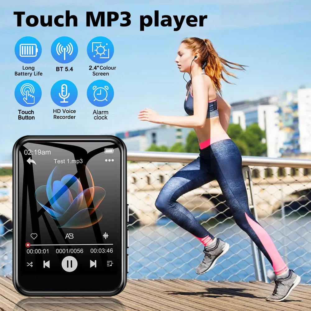 MP3 Player 2.4 Inch Touch Screen Bluetooth 5.4 Built-in Speaker Portable HiFi Music Walkman E-book/Recording