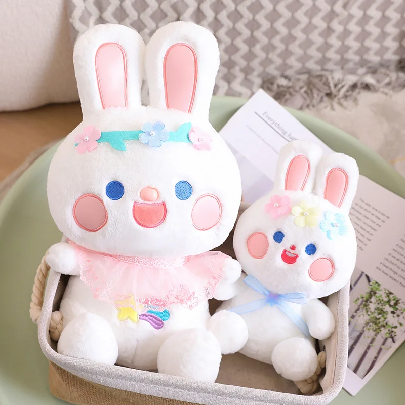 Cute Rainbow Rabbit Plush Toy Cartoon Pink Stuffed Animals Bunny Plushies Doll Anime Soft Kids Toys for Girls Kawaii Room Decor