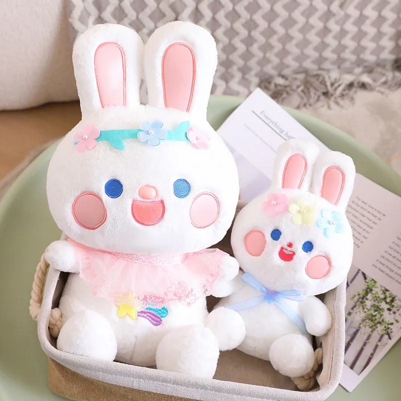 Cute Rainbow Rabbit Plush Toy Cartoon Pink Stuffed Animals Bunny Plushies  Doll Anime Soft Kids Toys for Girls Kawaii Room Decor