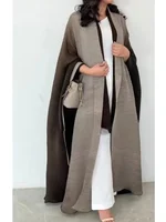 Muslim Abaya for Women Bat Sleeve Pleated Gradient Cardigan Trench Coat 2023 Autumn Dubai Abayas Plus Size Women's Luxury Coat 5