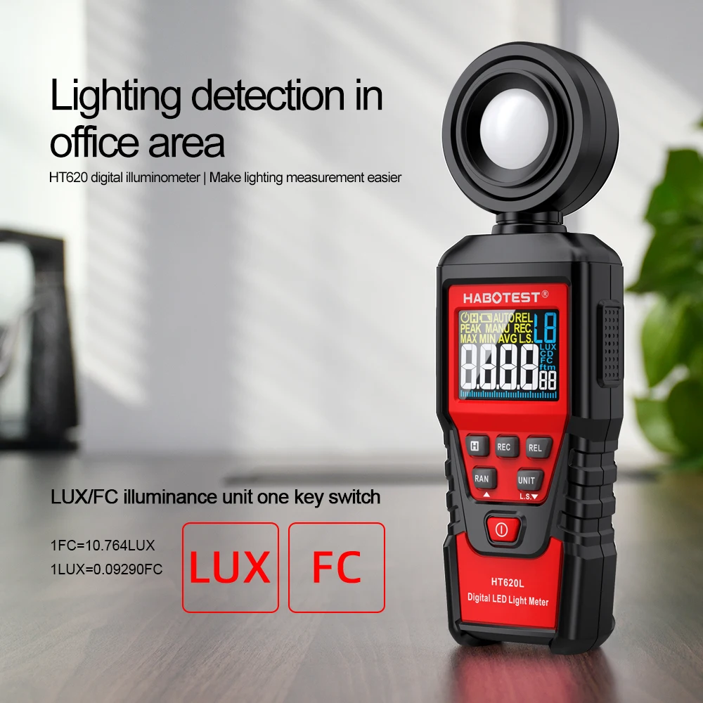 Illuminometr cyfrowy miernik luksów 0-100000LUX/FC miernik światła Lux/FC pomiar czujnik testera fotometr środowiskowy miernik