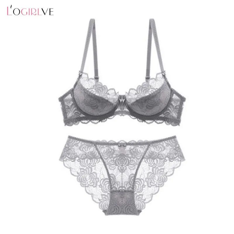 Logirlve New Top Quality Sexy Underwear Women Bra Set Lace Bra Lace Push Up Lingerie Set