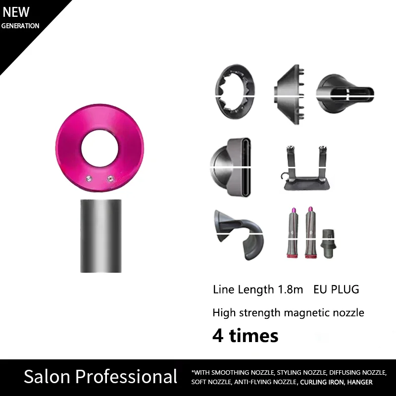 1.8m Hair Dryer Professional Bladeless High Power 1600w Powerful Quick Drying Hair Dryer 200 Million Negative Ions Care