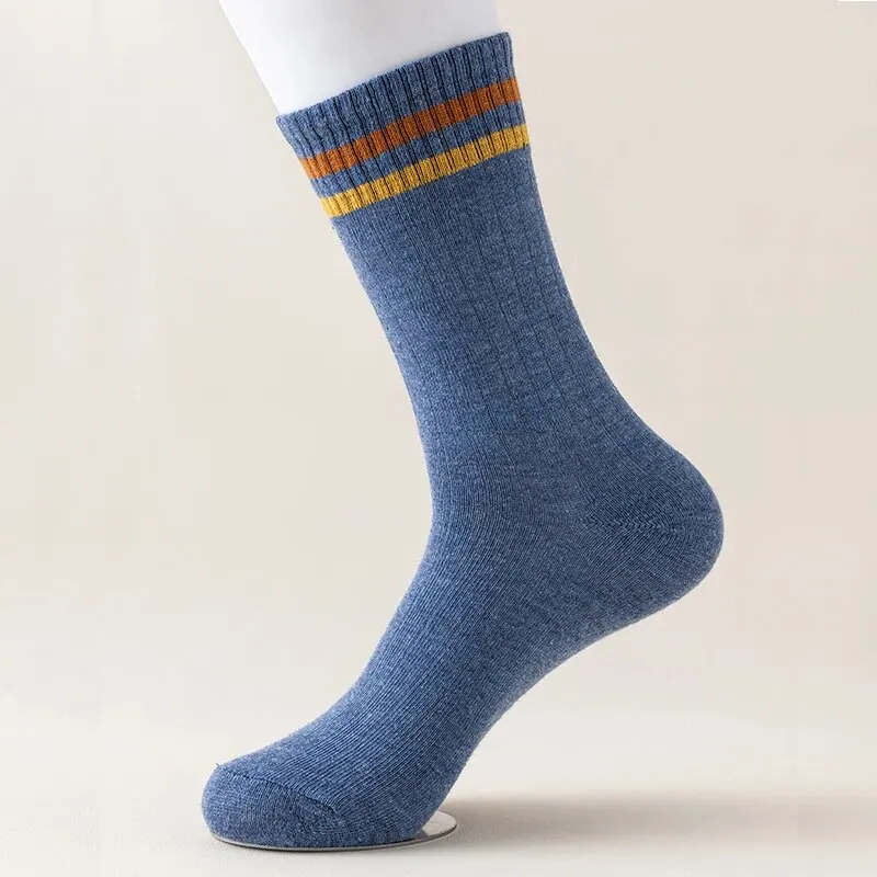 Sports socks 5 Pairs of Autumn and winter sports long-sleeved socks for casual sweat absorption breathability comfort