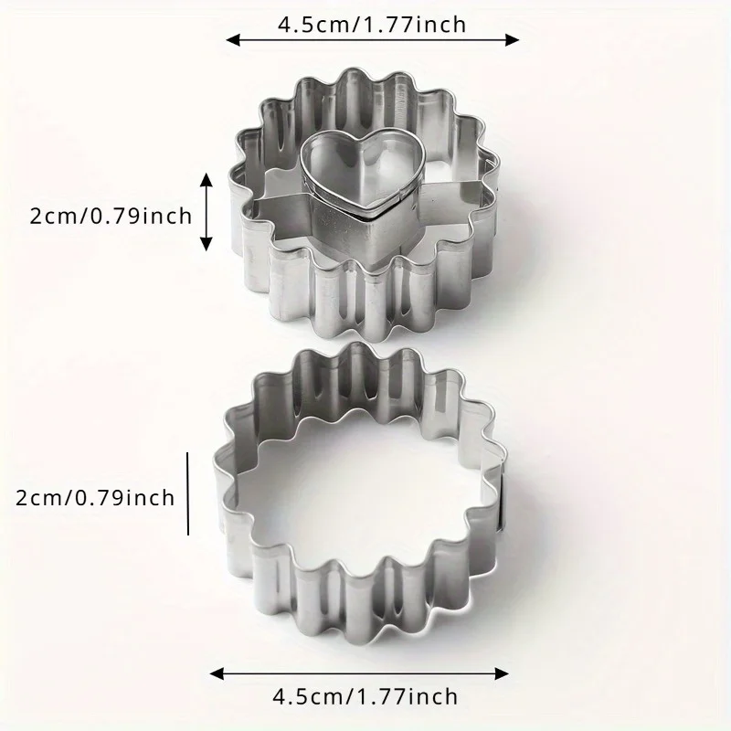 Stainless Steel Cookie Cutters Flower Heart Shape Candy Biscuit Cake Decorating Molds Baking Tools 2pcs