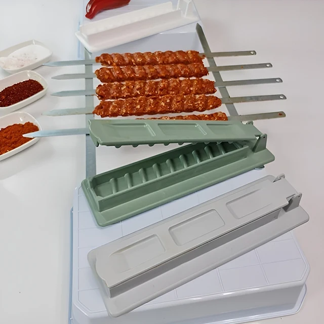 Nyársok Kebab Készítő Grill -Stringer Doboz Újrafelhasználható Hús Nyárs Gép Műanyag Bbq Konyhai Eszköz Szerszámok - Image 2