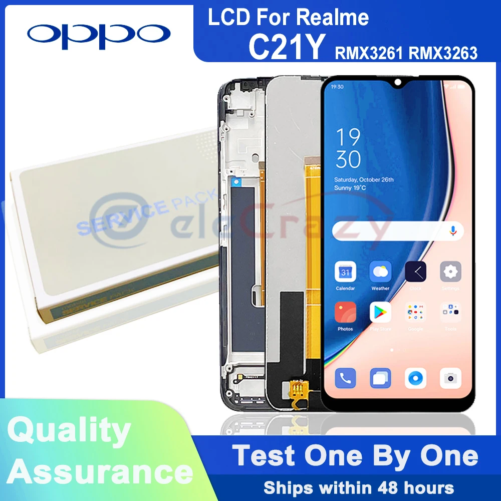 Оригинальный дисплей 6,5 дюйма для Oppo Realme C21Y LCD кодирующий преобразователь сенсорного экрана в сборе сменный для Realme C21Y RMX3261 RMX3263 LCD