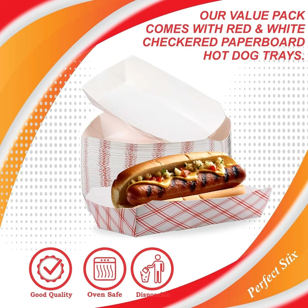 50 Pack 7-Inch Disposable Paper Hot Dog Trays Grease-Resistant Food Boats for Sausages ... - SKU DHDT2211 - UGI Packaging