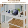 Twin Loft Bed with Desk & 8 Drawers Tall Dresser, Metal Loft Bed with LED Lights & Charging Station, 2-Tier Storage Shelves, Sta 4