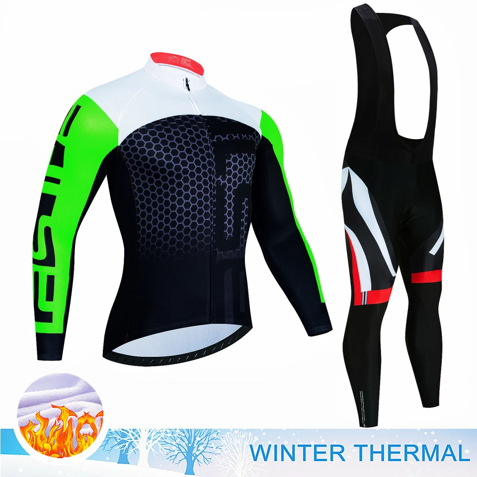 2025 Pro Team Winter Cycling Jerseys Set Long Sleeve Thermal Fleece Bicycle Clothing Keep Warm Bike Wear Suit Sportswear