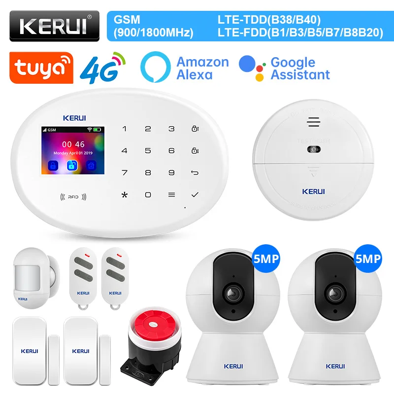 

KERUI W204 4G WIFI GSM Tuya умная система охранной сигнализации домашний пульт дистанционного управления датчик движения от взлома датчик двери сирена ip-камера
