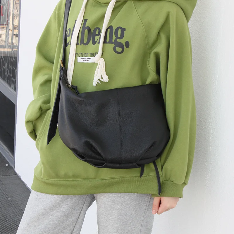 Shoulder bag Handbag Women's Tote Y2k Crossbody New Genuine Leather Top Layer Cowhide Simplified Casual high-capacity Retro Hand