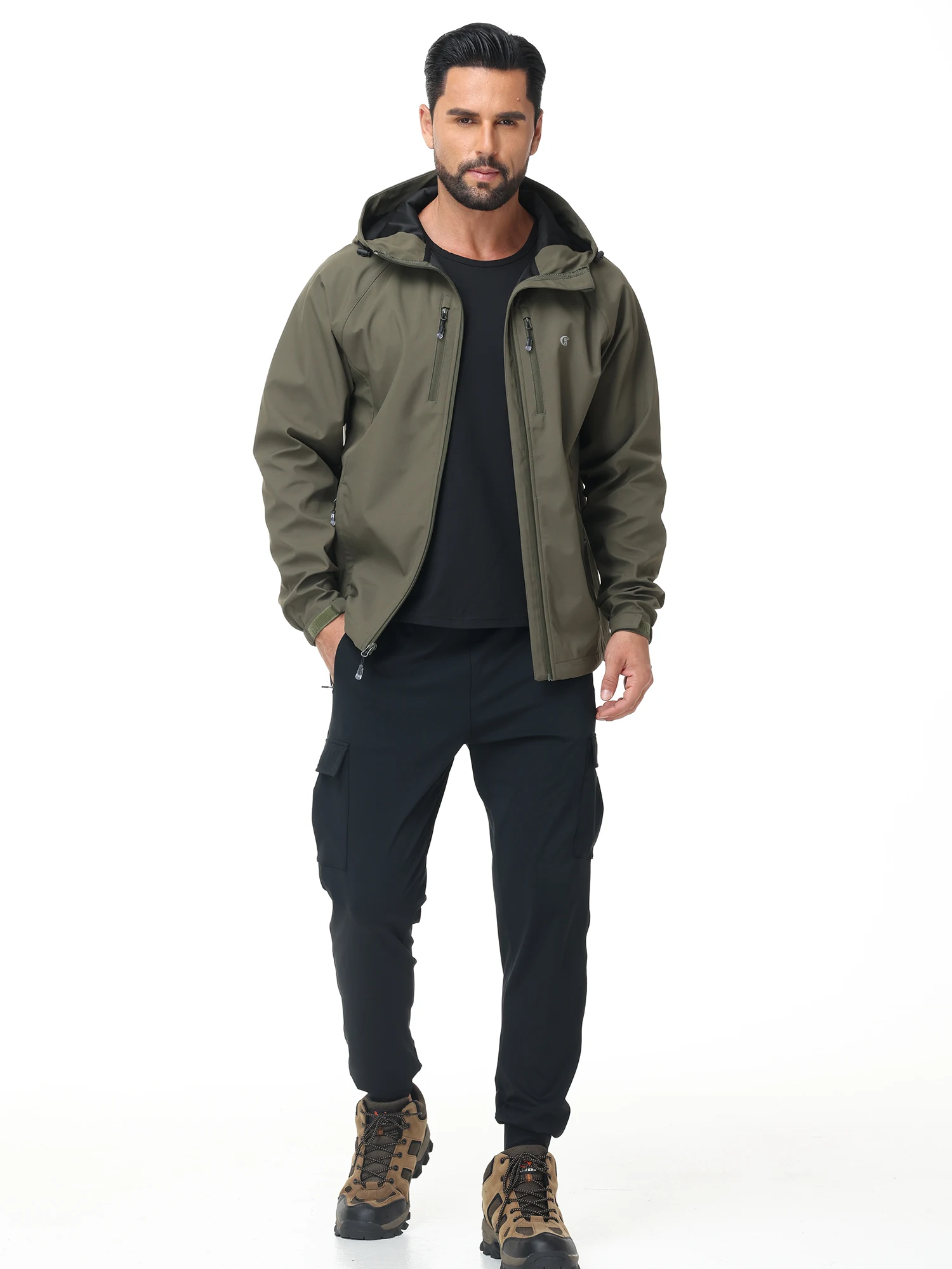 Men's Outdoor Waterproof Windbreak Jacket Lightweight Coat for Camping Hiking Cycling Fishing with Inner Pocket