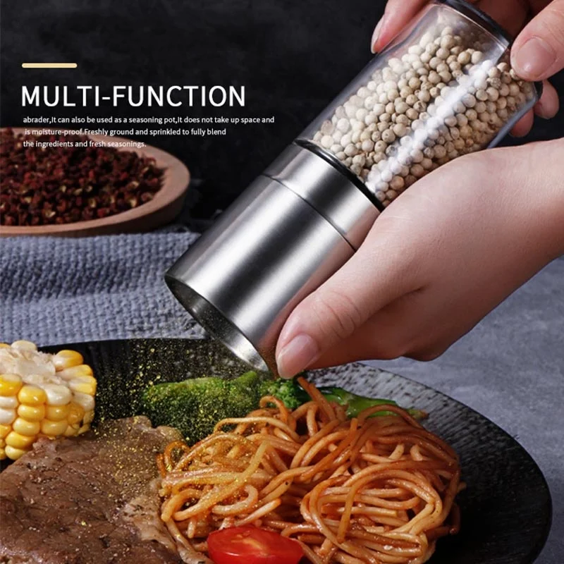 Stainless Steel Pepper Grinding Machine Manual Spice Shaker Grinder Glass Seasoning Bottle Sea Salt Can Home BBQ Mills Tools