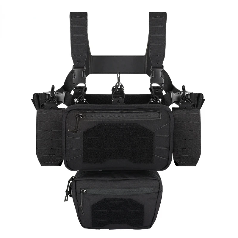 

Tactical Chest Rig Vest Expandable Military Radio Magazine Holder GP MOLLE Pouch Chest Hanger Belly Fanny Pack Laser Cut Nylon