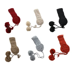 Winter Crochet Knit Earflap Ear Muff with Pompoms Women Outdoor Solid Color Warm Earmuffs Girls Ear Protection Cover Headband