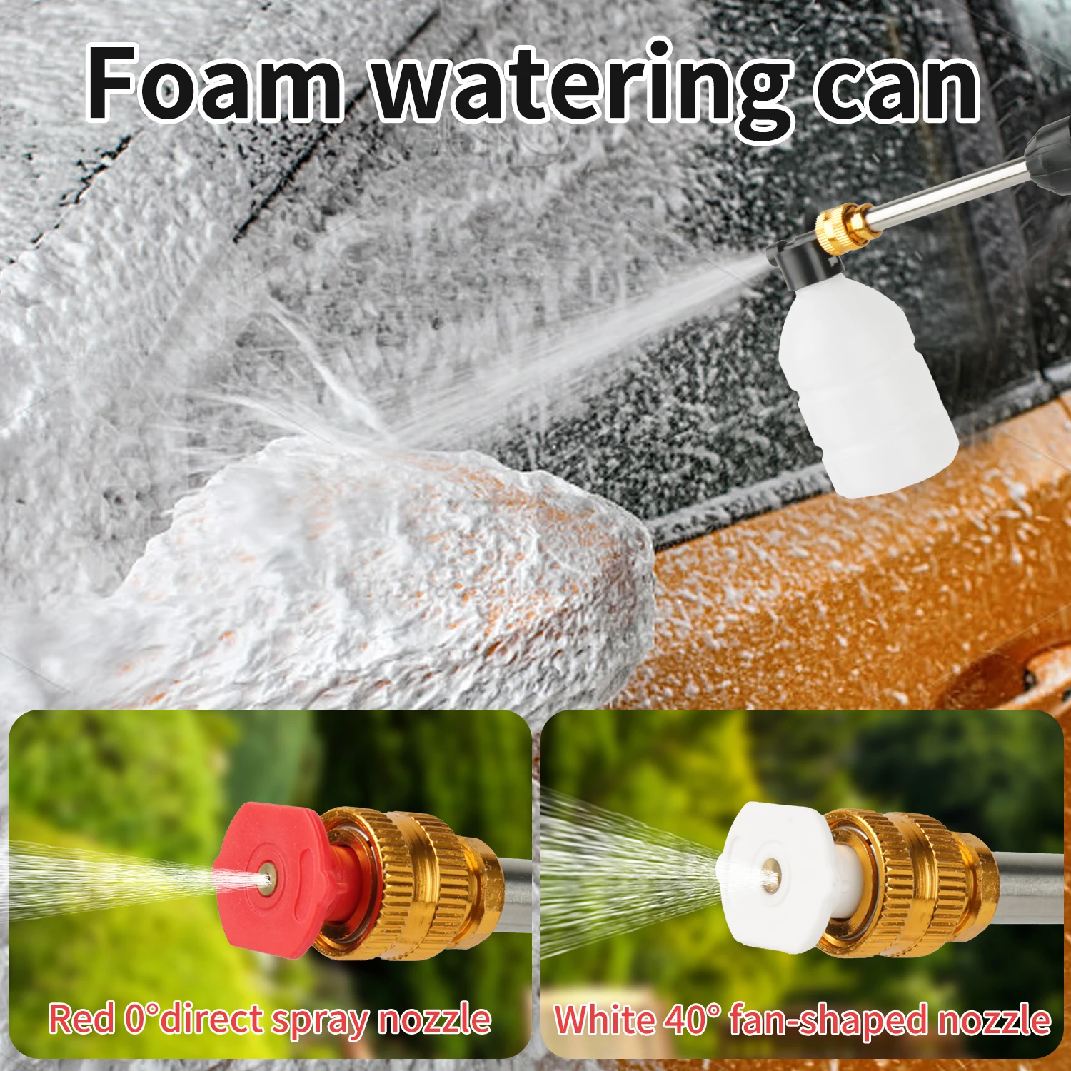 User washing an outdoor surface with the cordless water gun